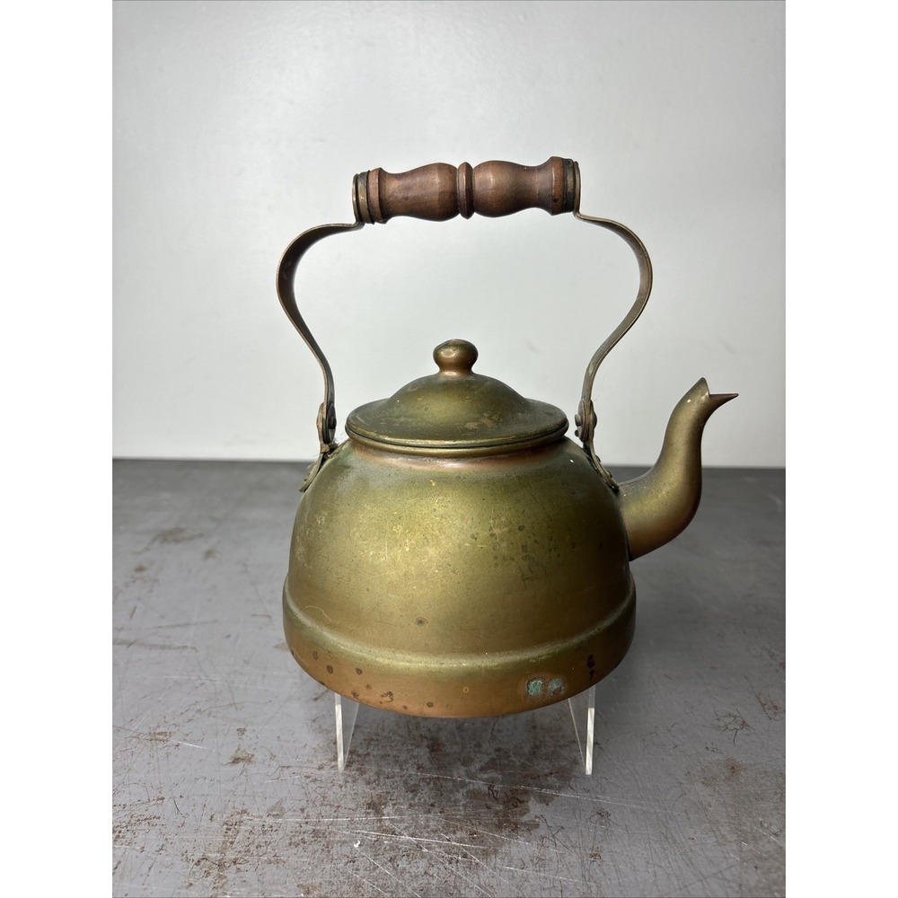VTG Heritage Tagus Copper Brass Tea Pot Kettle R-51 Wood Handle Portugal Patina - Picture 8 of 12